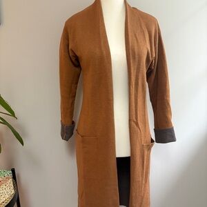 Magaschoni Tan Open Front Cardigan